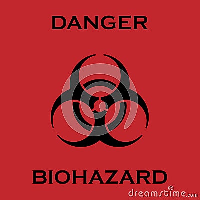 Biohazard logo illustration on red background Vector Illustration