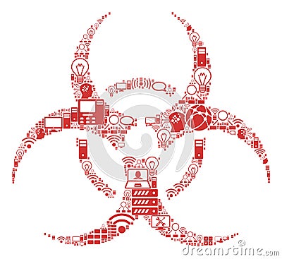 Biohazard Mosaic Icon for BigData and Computing Vector Illustration