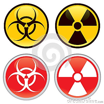 Biohazard and Radioactive Warning Signs Vector Illustration