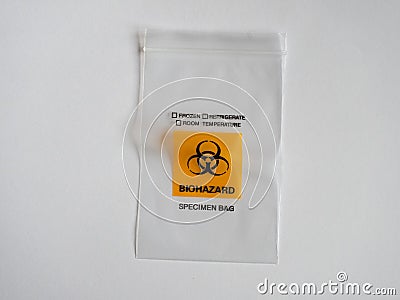 Biohazard specimen bag Stock Photo