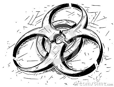 Biohazard Symbol Vector Cartoon Drawing Vector Illustration