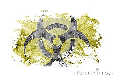 Biohazard, Virus, Covid flag background painted on white paper with watercolor Stock Photo