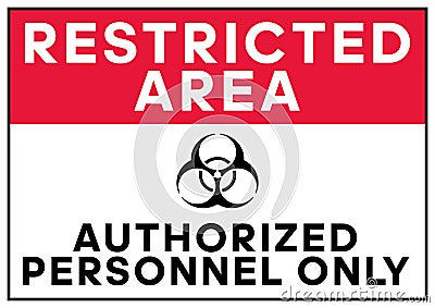 Biohazard warning Restricted area Authorized personnel only poster. Biohazard caution signs. No entry. Disease Vector Illustration