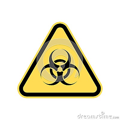 Biohazard warning sign in a yellow triangle. Pandemic panic. Vector Illustration