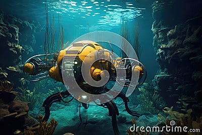 biohybrid robot in underwater exploration scene Stock Photo