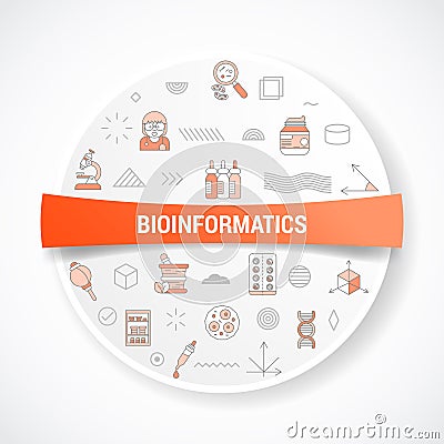 bioinformatics concept with icon concept with round or circle shape for badge Cartoon Illustration