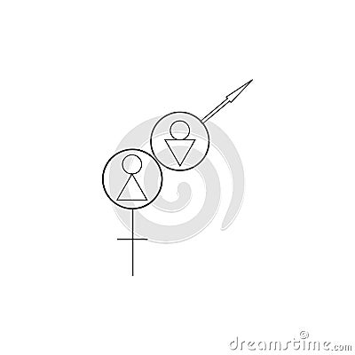 Biological symbols of male and female showing sexology. Thin black line on white background sexology icon or logo Stock Photo