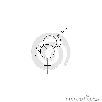 Biological symbols of male and female showing sexology. Thin black line on white background sexology icon or logo Stock Photo