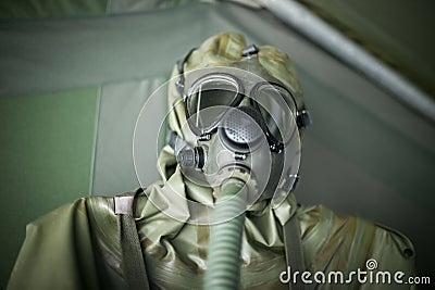 Biological warfare suit Stock Photo