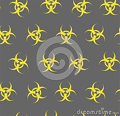 Biohazard, seamless pattern, gray, flat. Vector Illustration