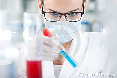 Biologist analyzing result of testing Stock Photo