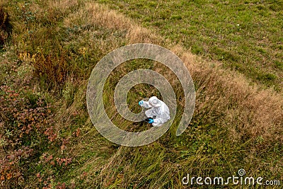 biologist Inspecting groundwater contamination Stock Photo