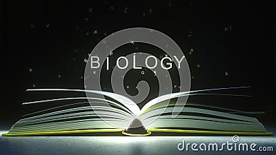BIOLOGY Caption Made of Glowing Letters from the Open Book. 3D Animation  Stock Footage - Video of light, word: 133443864