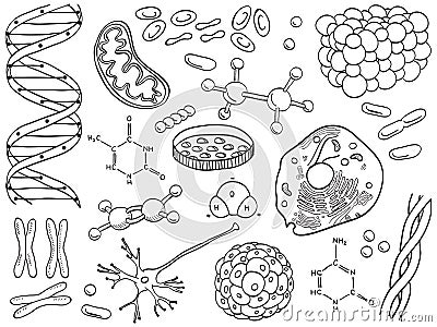 Biology and chemistry icons isolated Vector Illustration