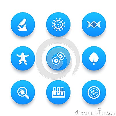 Biology icons set Vector Illustration