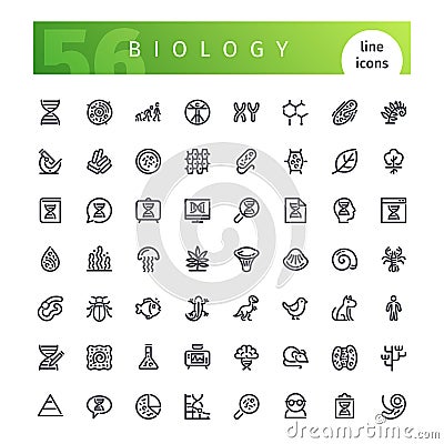 Biology Line Icons Set Vector Illustration