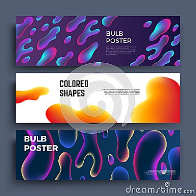 Biology molecular liquid shapes and fluid abstract objects vector banners set Vector Illustration