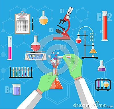 Biology science education equipment Vector Illustration