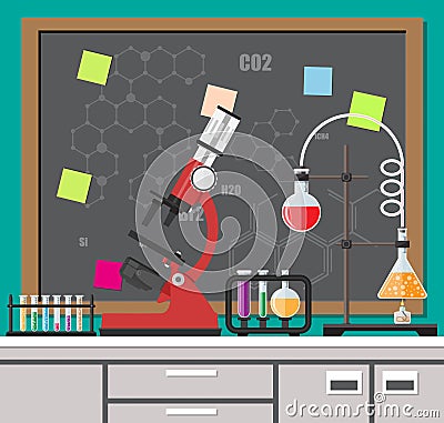 Biology science education equipment Vector Illustration