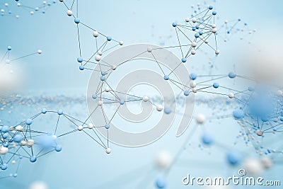 Biology structure lines and particles, 3d rendering Stock Photo