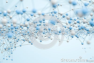 Biology structure lines and particles, 3d rendering Stock Photo