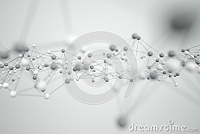 Biology structure lines and particles, 3d rendering Stock Photo