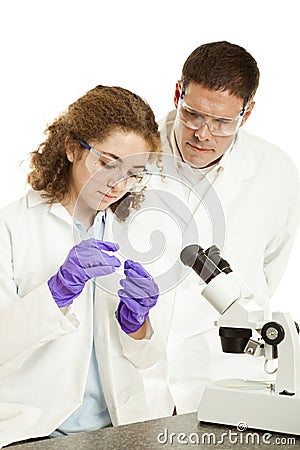 Biology Student and Teacher Stock Photo