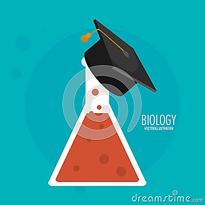 Biology test tube graduation cap icon Vector Illustration