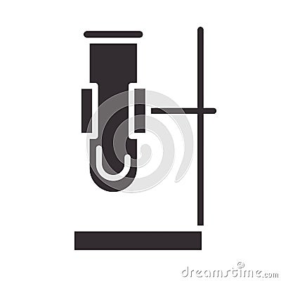 Biology test tube in stand science element silhouette icon style Vector Illustration