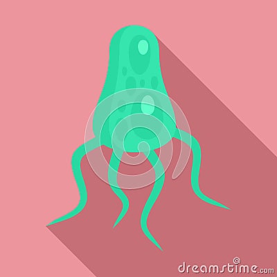 Biology virus icon, flat style Vector Illustration
