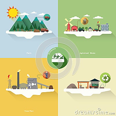 Biomass energy Vector Illustration