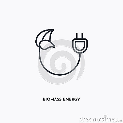 Biomass energy outline icon. Simple linear element illustration. Isolated line biomass energy icon on white background. Thin Vector Illustration