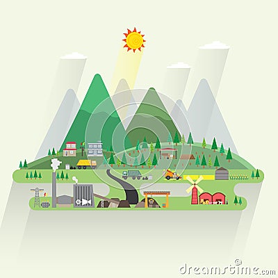 Biomass energy Vector Illustration