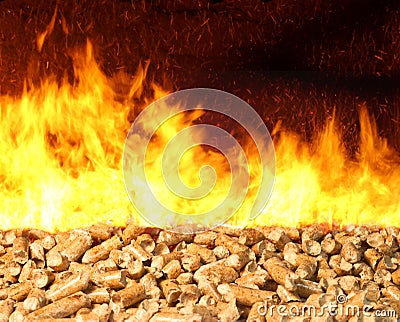 Biomass Pellet on Fire Stock Photo