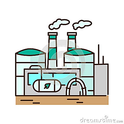 Biomass plant color line icon. Renewable energy sources. Vector Illustration