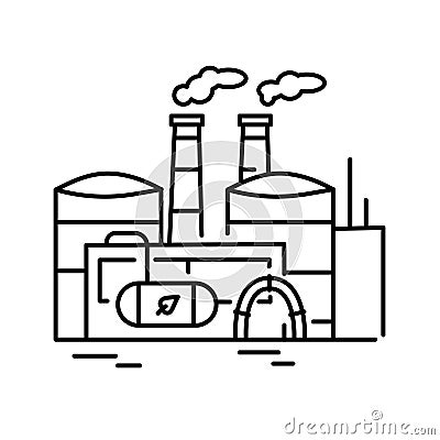 Biomass plant color line icon. Renewable energy sources. Vector Illustration