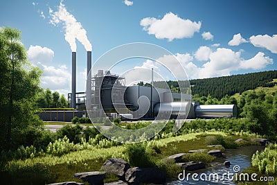 Biomass power plant utilizing organic waste to produce energy Stock Photo