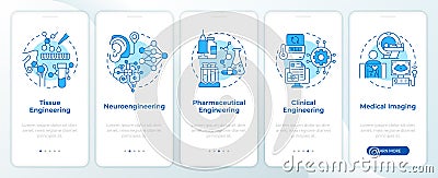 Biomedical engineering blue onboarding mobile app screen Vector Illustration