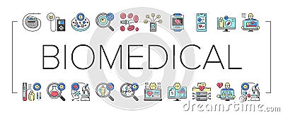biomedical medical science icons set vector Vector Illustration