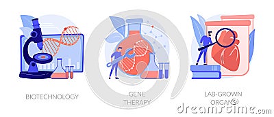 Biomedical and molecular engineering vector concept metaphors. Vector Illustration