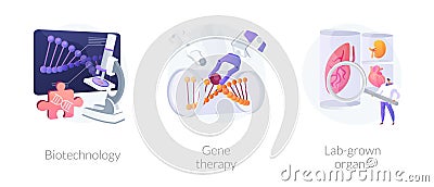 Biomedical and molecular engineering vector concept metaphors. Vector Illustration