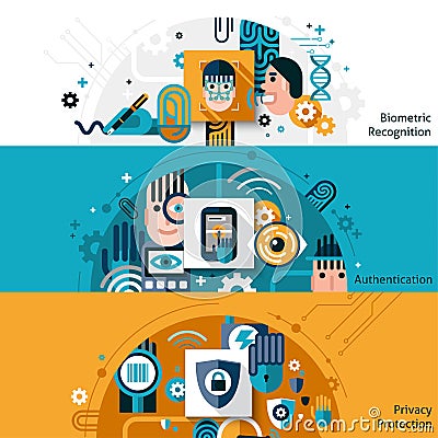 Biometric Authentication Banners Vector Illustration