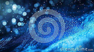 Biometric Authentication Blue Fingerprint Neural Network with Bokeh Background for AIPowered Security Systems Stock Photo