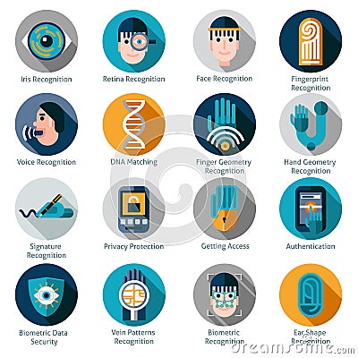 Biometric Authentication Icons Vector Illustration