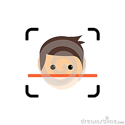 Biometric face recognition. Facial scan security system technology. Face authentication identification Vector Illustration