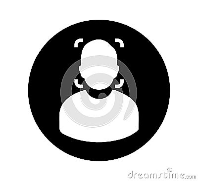 Biometric Face Recognition Icon. Rounded style Button - vector Vector Illustration