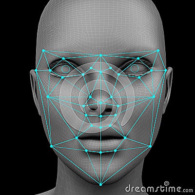 Biometric facial recognition without hair Stock Photo