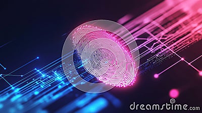 Biometric fingerprint authentication tech secures digital identity access. High-tech system protects data privacy. Modern secure Stock Photo