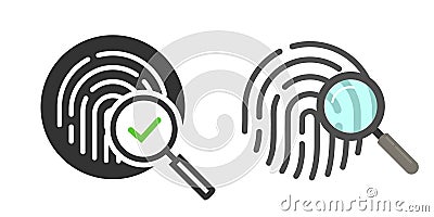 Biometric fingerprint data scan icon vector simple graphic, thumb finger print id check pictogram, identity thumbprint forensic Vector Illustration