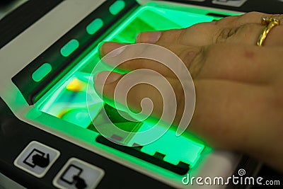Biometric fingerprint scanner Stock Photo